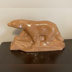 Vintage DAX Statue French Art Deco Ceramic Polar Bear Iceberg Sculpture